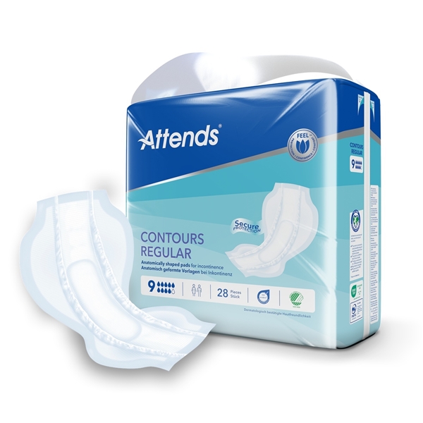 Inkontinensskydd för fixering i byxa, Attends Contours Regular 9 - Attends