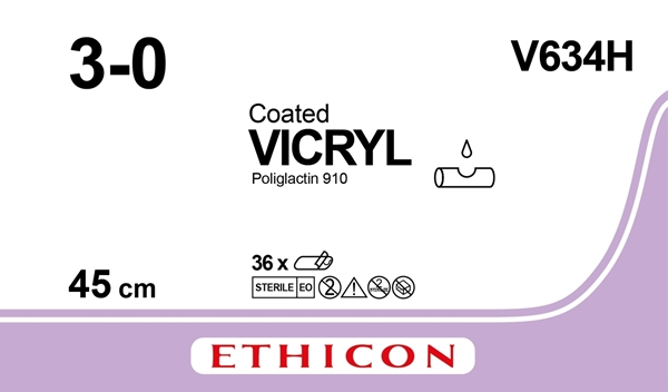 Sutur Vicryl 3-0 V634H, sutupak 3x45cm - Vicryl