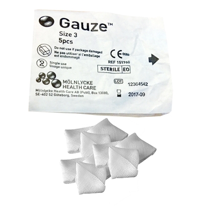 Plattork gasväv 5p Gauze, 25x30mm nr3 steril - Gauze