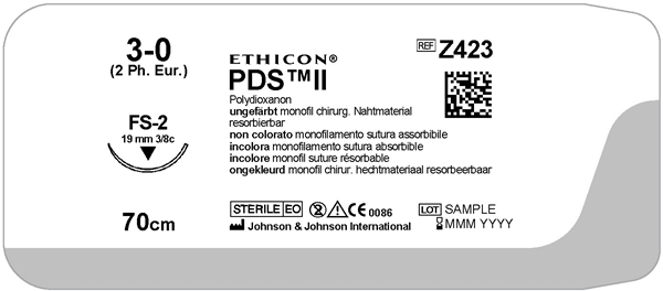 Sutur PDSII 3-0 Z423E, 70cm nål FS-2