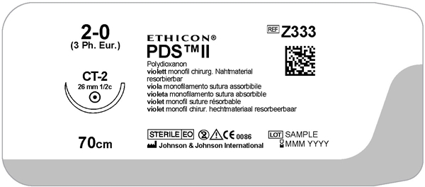 Sutur PDSII 2-0 Z333H, 70cm nål CT-2
