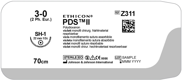 Sutur PDS II 3-0 Z311H, 70cm nål SH-1