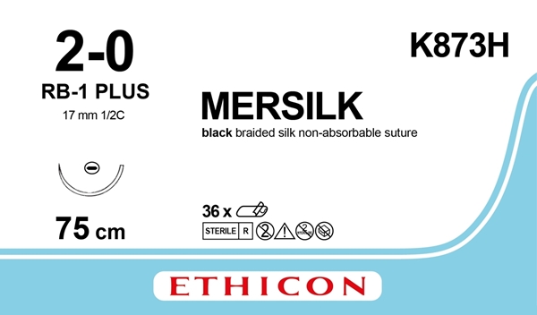 Sutur Silke 2-0 K873H, 70cm nål RB-1 silke - Silke