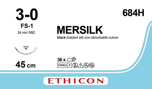 Sutur Silke 3-0 684H, 45cm nål FS-1 silke
