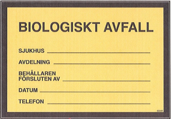 Etikett biologiskt avfall, 105x152mm rle100