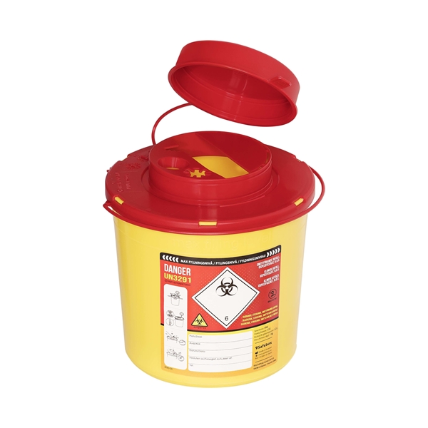 Kanylburk SafeBox, 1,5L UN med etikett