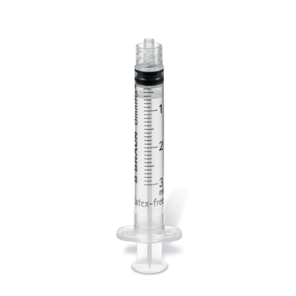 Spruta luerlock 3komp Omnifix, 3ml grad 0,1ml centrerad