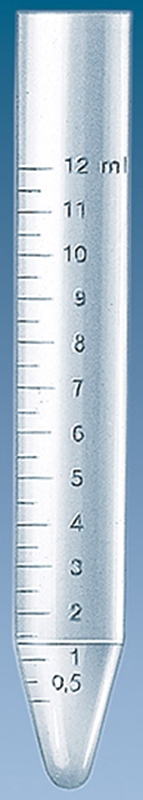 Rör med konisk botten utan propp, 12ml D17xH110mm PS graderat