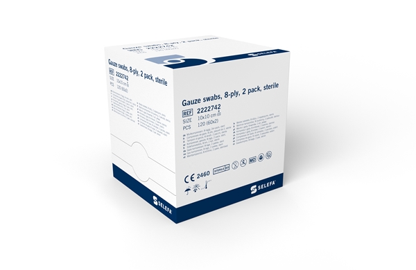 Kompress gasväv 8L 2p Selefa, 10x10cm steril - SELEFA® - 2