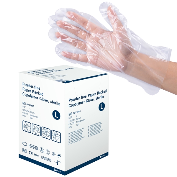 Handske us plast Selefa, large uppfodrade sterila - SELEFA®