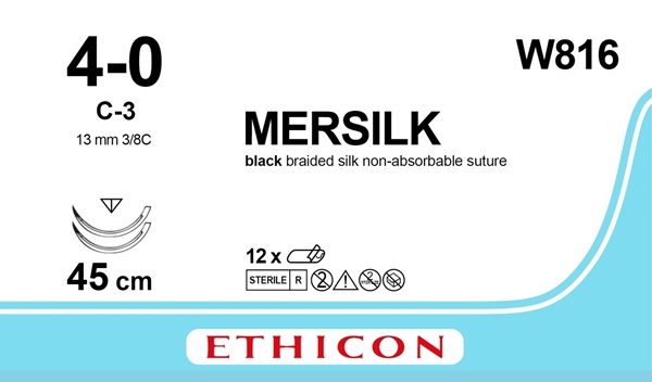 Sutur PERMAHAND 4-0 W816 ivory, 45cm Nål C-3 reverse stl 13mm - Ethilon