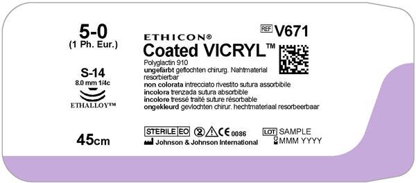 Sutur Vicryl 5-0  V671G, 45cm 2xS-14 - Vicryl