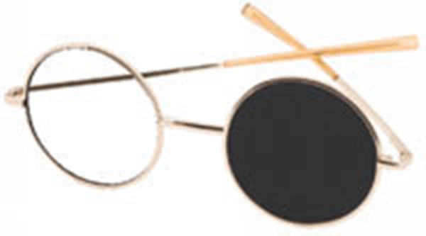 Glasögon för syntest, ett klart glas och ett mörkt