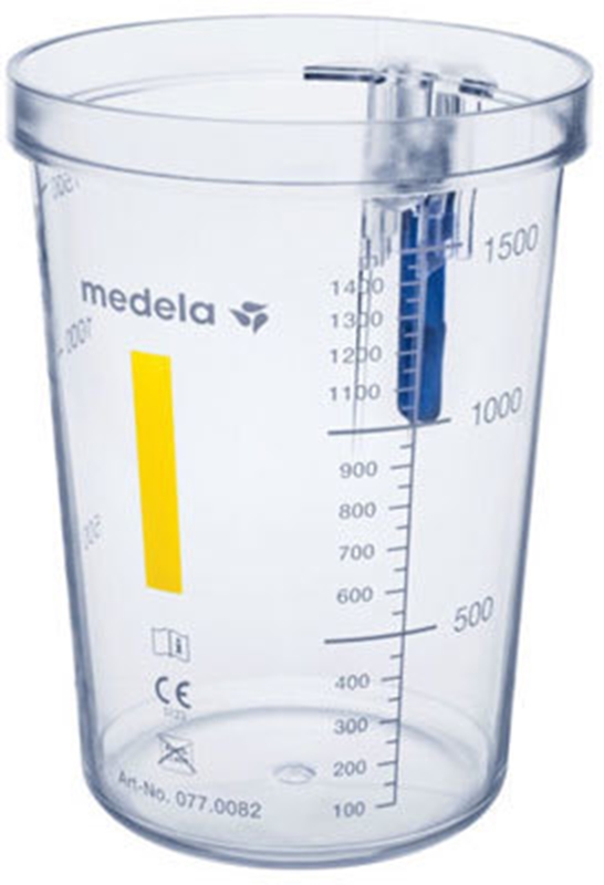 Kanister engångs till sugsystem Medela, 1,5L för engångspåsar