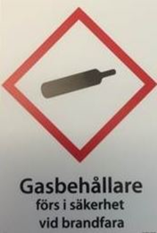 Skylt "Gasflaskor", A6 105x148mm plast