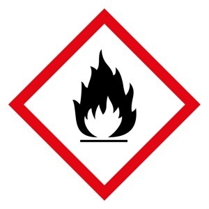 Dekal "Brandfarlig", 74x74mm självhäftande