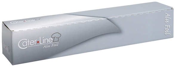 Folie aluminium med rivkant, 44cmx150m 14my med cut-box - Cater-Line