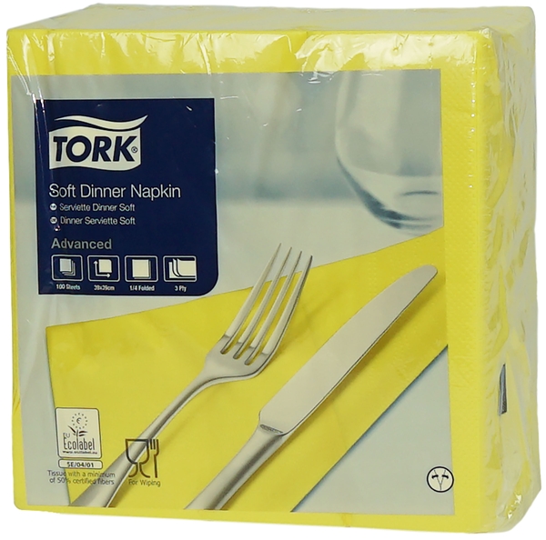 Servett 40x40cm 1/4-vikt 3L, Tork Advanced solgul - 1