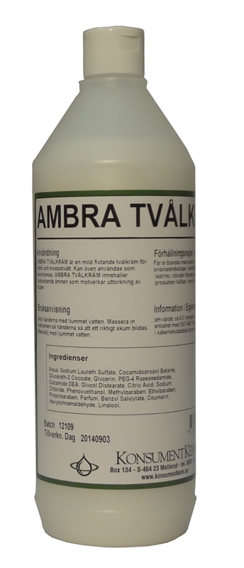 Tvål flytande för hand- och kroppstvätt Ambra, 1000ml parfymerad