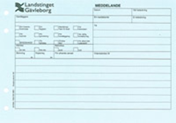 Meddelande A5L blå, Landstinget Gävleborg