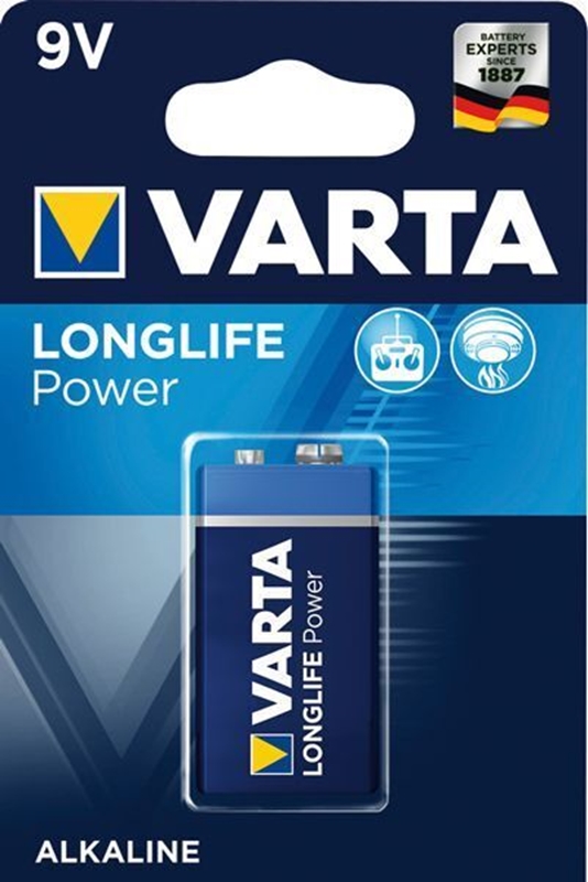 Batteri alkaliskt 9,0V 6LR61, Varta