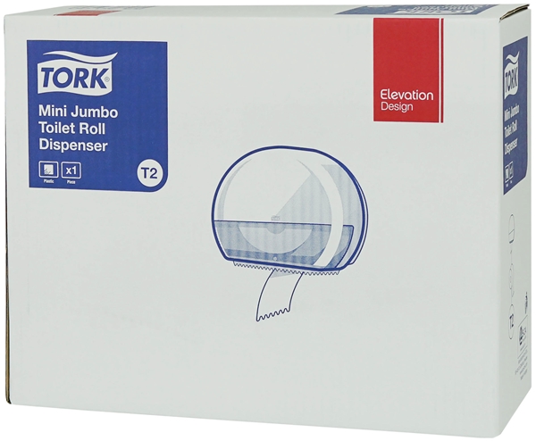 Dispenser toalettpapper T2, Tork Mini Jumbo vit plast - 4