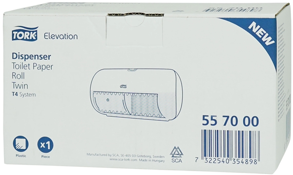 Dispenser toalettpapper T4, Tork Toilet Twin vit plast - Twin - 4