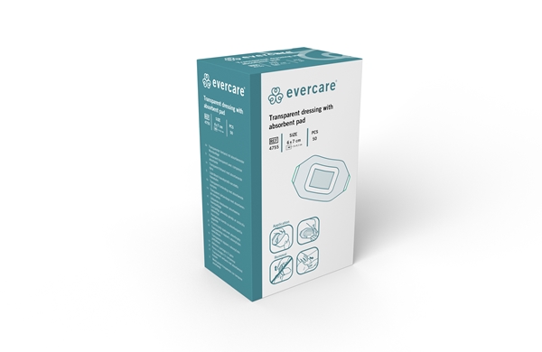 Sårfilm med dyna evercare, 6x7cm (dyna 3x4cm) ram - evercare® - 3