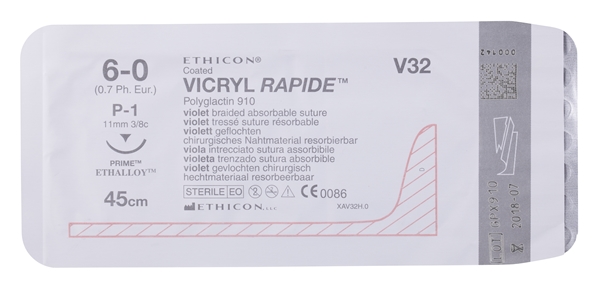 Sutur Vicryl Rapid 6-0 V32H, 45cm nål P-1 - Vicryl