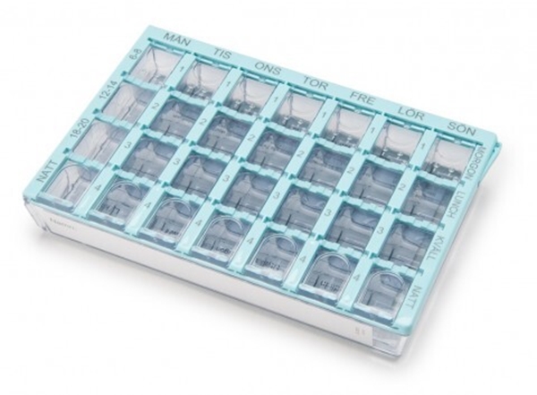 Doseringsask för läkemedel Dosett Medi, 28-fack 7-dagar turkos