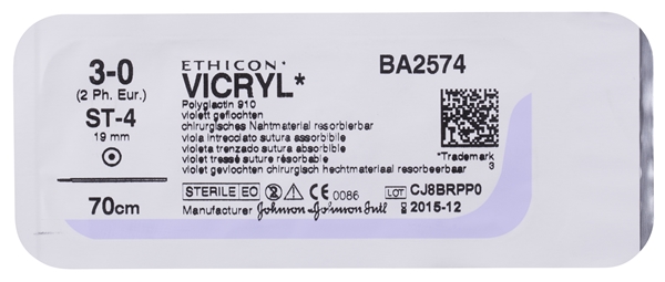 Sutur Vicryl 3-0 BA2574H, 70cm nål ST-4 - Vicryl