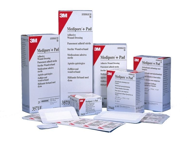 Absorberande häftande förband Medipore + Pad, 5x7cm (dyna 2,8x3,8cm) - Medipore