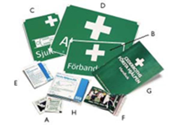 Skylt "Akutväska", A4 grön