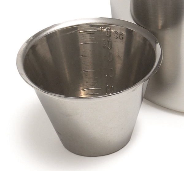 Bägare medicin 50ml graderad, 4x9cmm rostfri flergångs