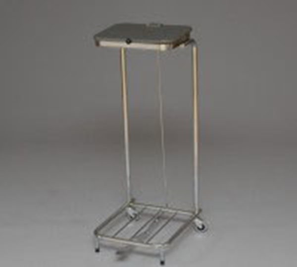 Säckhållare med hjul och lock, 60L förkromad med pedal