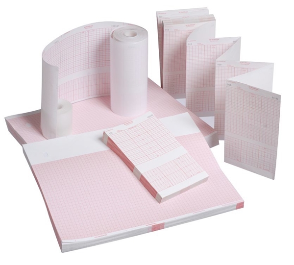 EKG-papper Vital Signs, 90x90mm rödrut 360st/bunt