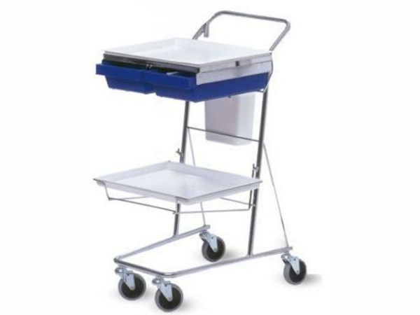 Provtagningsvagn med fäste, Fackindelade lådor, Plastbehål