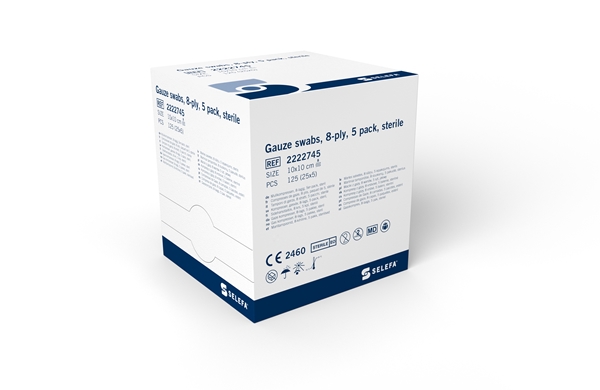 Kompress gasväv 8L 5p Selefa, 10x10cm steril - SELEFA® - 2