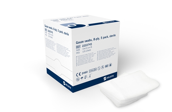 Kompress gasväv 8L 5p Selefa, 10x10cm steril - SELEFA® - 1