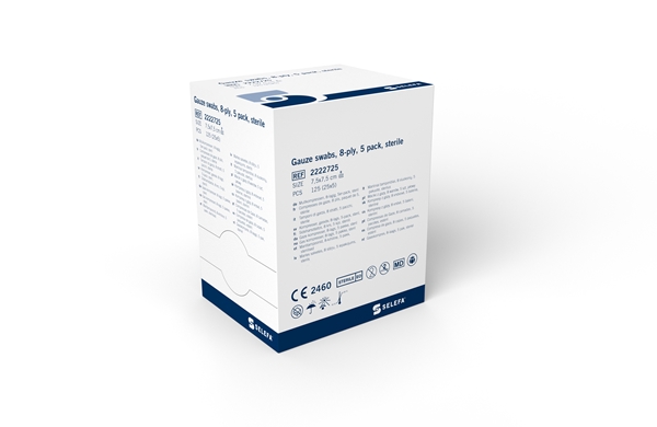 Kompress gasväv 8L 5p Selefa, 7,5x7,5cm steril - SELEFA® - 2