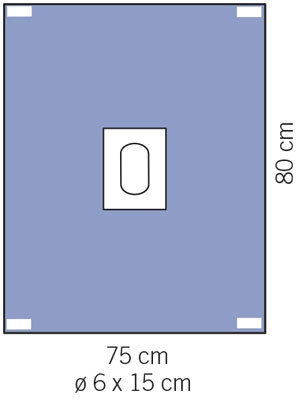 Hålduk häftande evercare, 75x80cm hål 6x15cm epidural - evercare®