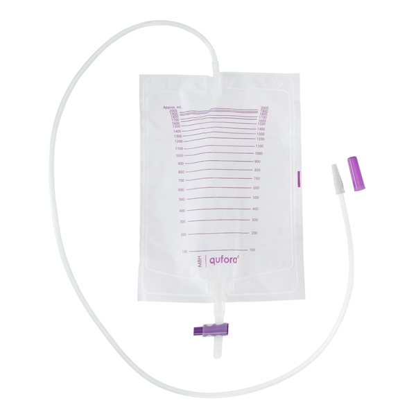 Urinpåse tömbar Qufora, 2,0L 110cm T-ventil - Qufora