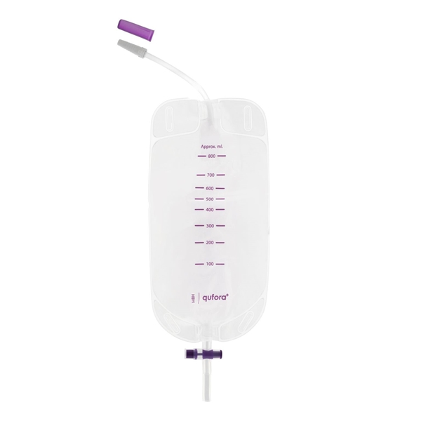 Urinpåse tömbar Qufora, 0,75L 10cm T-ventil - Qufora