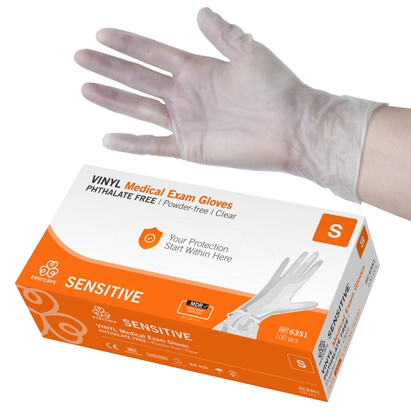 Handske us vinyl evercare pf, S SENSITIVE ftalatfri AQL 1,5 - evercare®