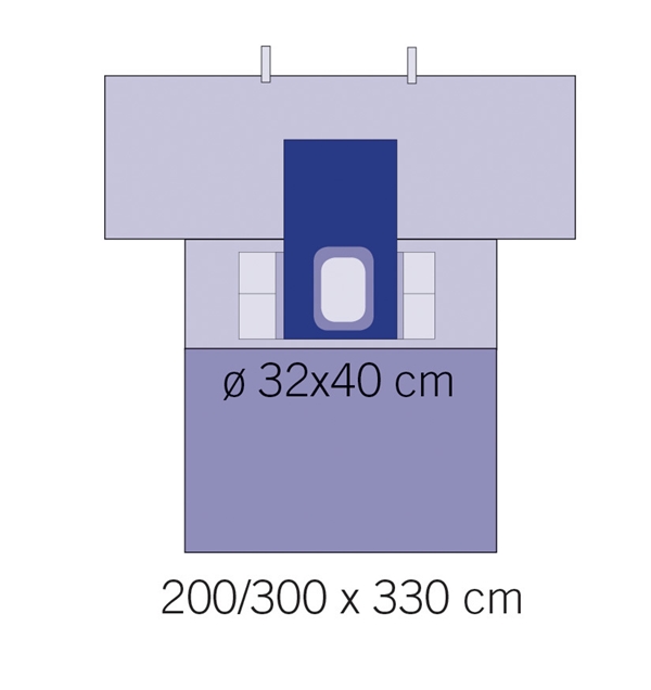 Op lakan Thorax evercare, 200/300x330cm hål 32x40cm - evercare®