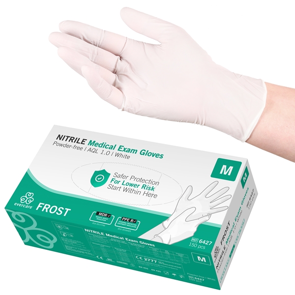 Handske us nitril evercare pf, M FROST vit AQL 1,0 - evercare®