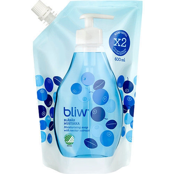 Flytande tvål Bliw, 600ml refill blåbär - Bliw