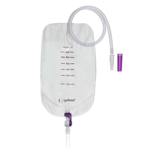 Urinpåse tömbar Qufora, 0,6L 50cm Q-flow avklippb - Qufora