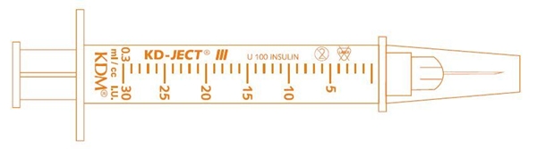 Insulinspruta kanyl KD-Ject, 0,3ml 30G (0,30)x8mm - KD-Ject - 1