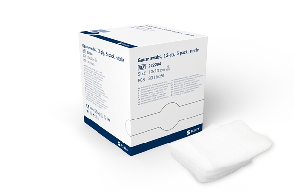 Kompress gasväv 12L 5p Selefa, 10x10cm steril - SELEFA® - 1